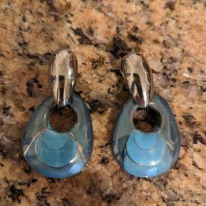 Vintage marine blue and silver earrings